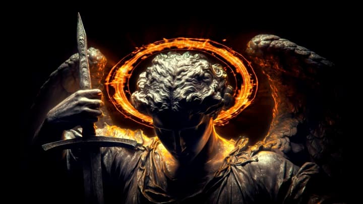 Flaming Archangel Statue, a Dark live wallpaper for Mac