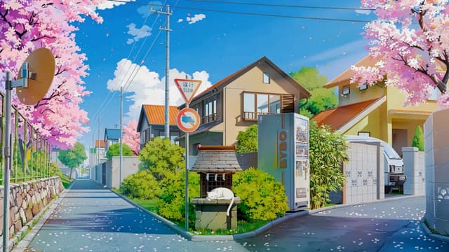 Sakura Street Sleeping Cat, a Anime live wallpaper for Mac