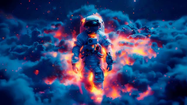 Astronaut in Thunder Cloud, a Space live wallpaper for Mac