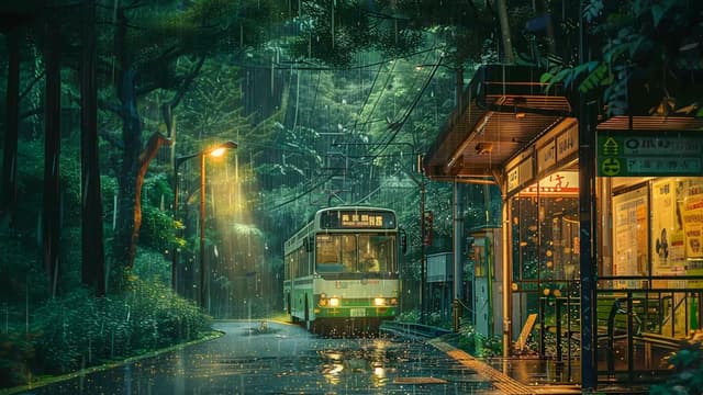 Rainy Bus Stop, a Nature live wallpaper for Mac