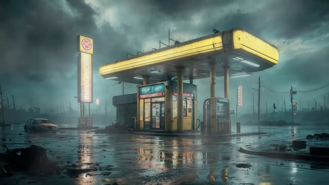 Rainy Night Gas Station, a Dark live wallpaper for Mac