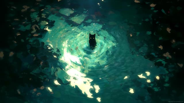 Black Cat Moonlit Water, a Nature live wallpaper for Mac