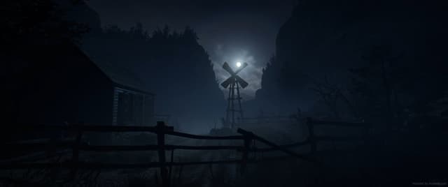 Eerie Moonlit Windmill, a Nature live wallpaper for Mac