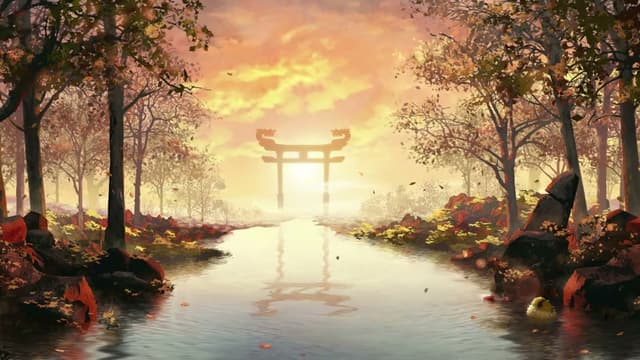 Autumn Torii River, a Nature live wallpaper for Mac