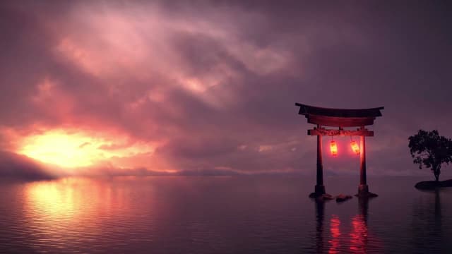Sunset Lantern Torii, a Nature live wallpaper for Mac