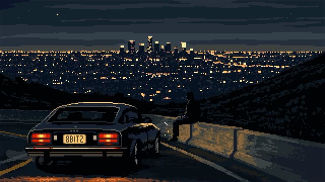 Midnight Drive, City Lights (Pixel), a Dark live wallpaper for Mac