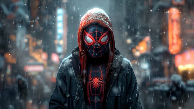 Miles Morales Lonely Winter Street, a Heroes live wallpaper for Mac