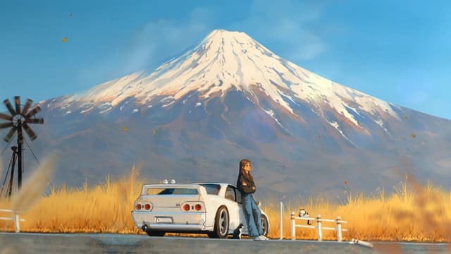 Mount Fuji Roadside, a Cars live wallpaper for Mac