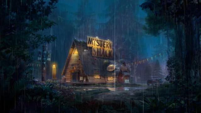 Mystery Shack in Rain, a Anime live wallpaper for Mac