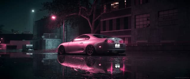 Neon Supra in Rain, a Cars live wallpaper for Mac