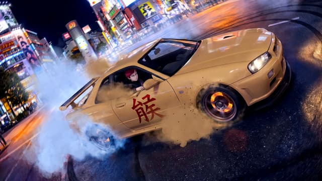 Night City Drift, a Cars live wallpaper for Mac