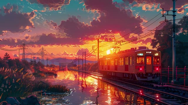 Orange Train at Sunset, a Anime live wallpaper for Mac