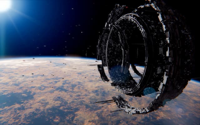 Orbital Ring Above Earth, a Space live wallpaper for Mac