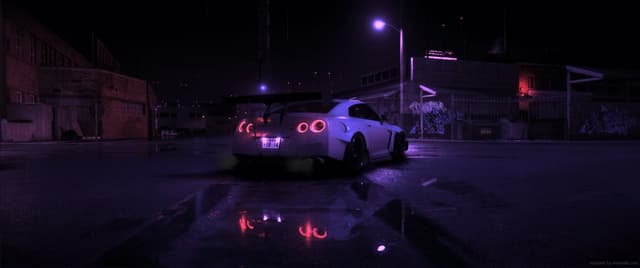Rainy Neon GT-R, a Cars live wallpaper for Mac