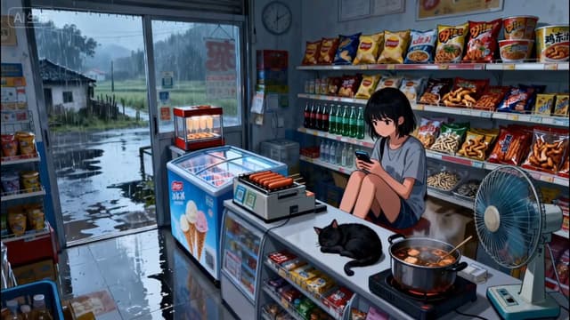 Rainy Rural Convenience Store, a Anime live wallpaper for Mac