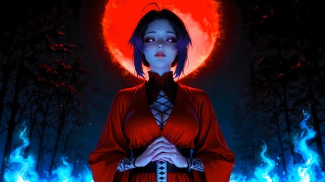 Shinobu Under Blood Moon, a Anime live wallpaper for Mac