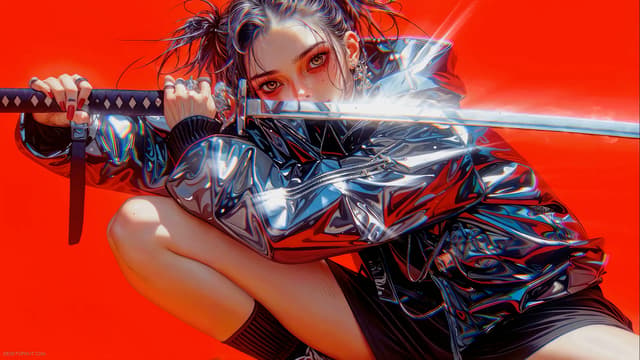 Silver Katana Girl, a Anime live wallpaper for Mac