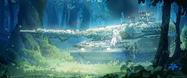 Anime Girl on Overgrown Tank, a Anime live wallpaper for Mac