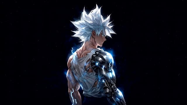 White-Haired Energy Warrior, a Anime live wallpaper for Mac